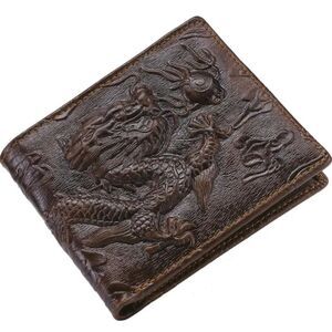 New Men's wallet brown dragon wallet Genuine leather